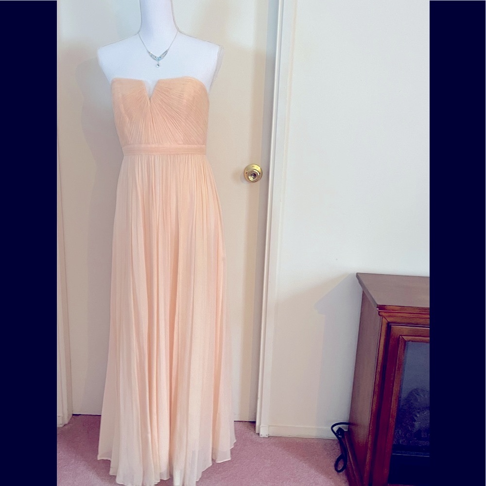 Peach strapless long gown